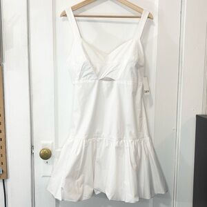 NWT Bar III Women's Sleeveless Front Cutout Bubble-Hem A-line Mini Dress, L